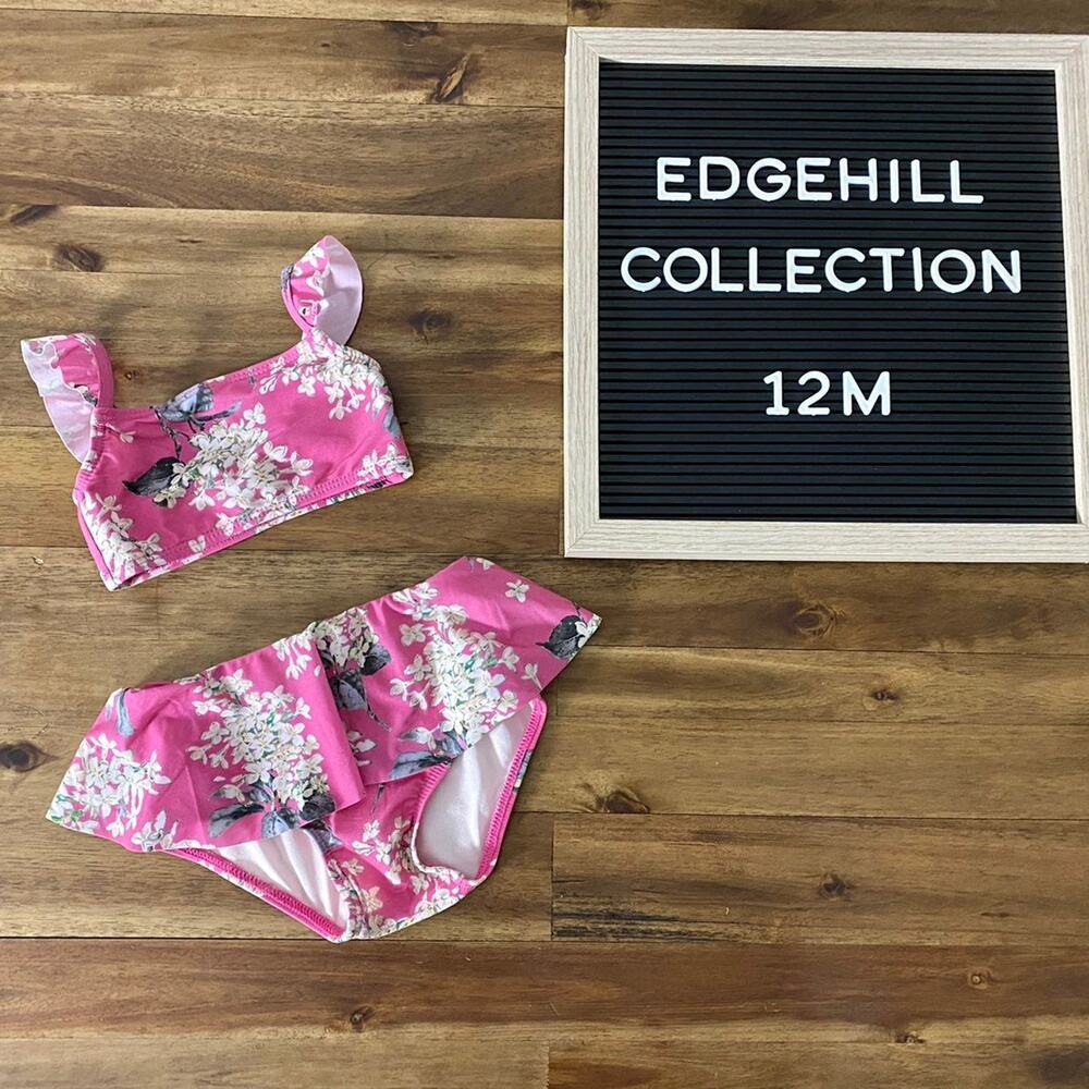 NEW Edgehill Collection Pink Hydrangea Bikini Set 12M